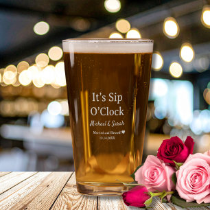 Rustic Wedding Sage Green It’s Sip O’Clock Custom Pint Glass