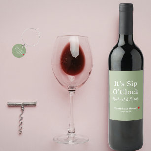 Rustic Wedding Sage Green It’s Sip O’Clock Custom Wine Charm