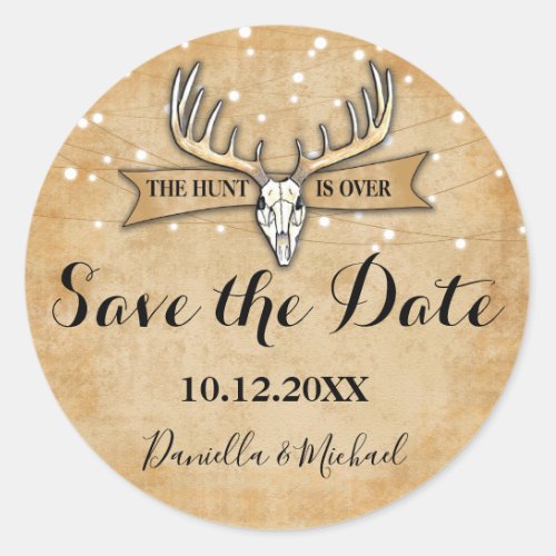 Rustic Wedding Save the Date Classic Round Sticker