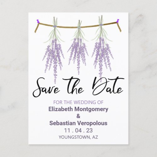 Rustic Wedding  Save The Date Dry Lavender Bundles Announcement Postcard