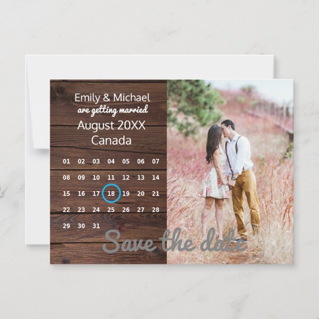 Rustic Wedding Save The Date PHOTO CALENDAR Magnetic Invitation (Front)
