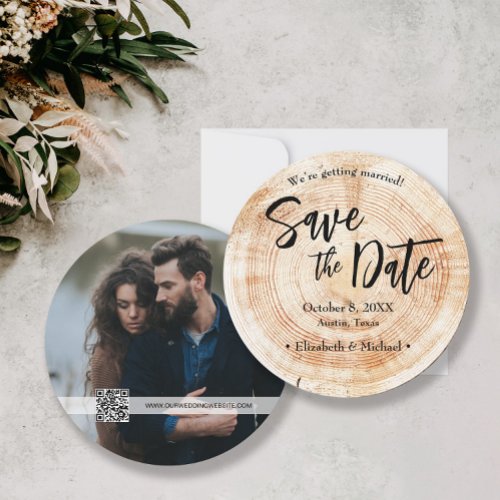 Rustic wedding Save the date Photo with website Invitation