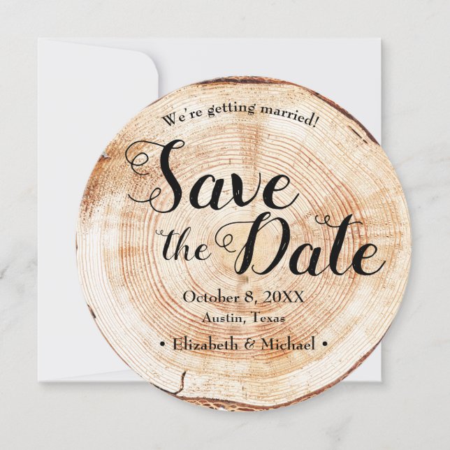 Rustic Wedding Save the date photo Wood Barn Invitation (Front)