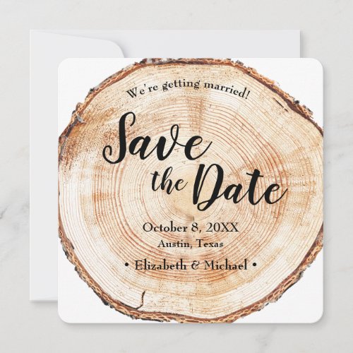 Rustic Wedding Save the date photo Wood Grain Invi Invitation