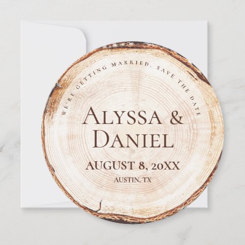 Rustic Wedding Save the date photo Wood Grain Invitation