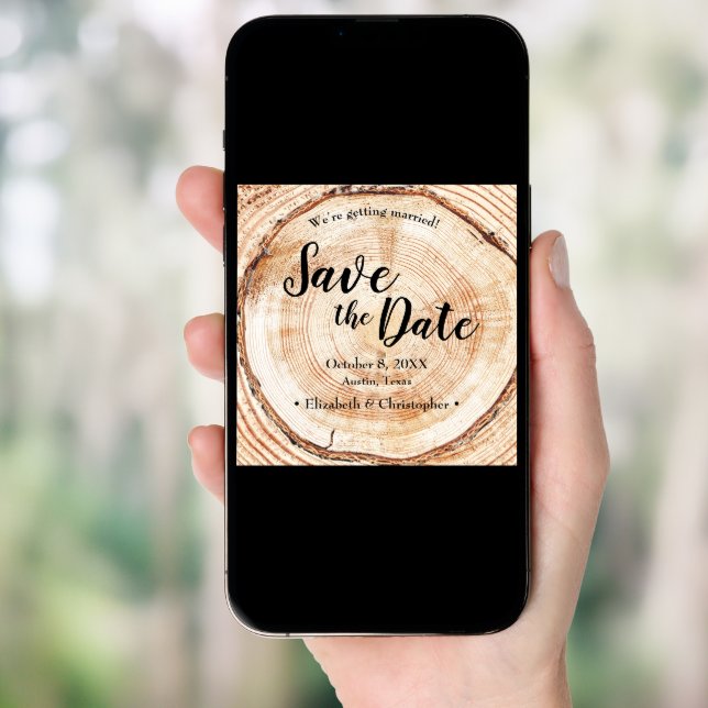 Rustic Wedding Save the date photo Wood Grain Invitation (Front Digital)