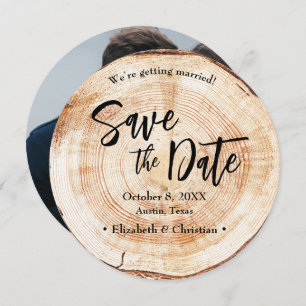 Rustic Wedding Save the date photo Wood Grain Invitation