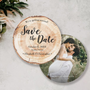 Rustic Wedding Save the date photo Wood Grain Invitation