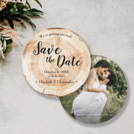 Rustic Wedding Save the date photo Wood Grain Invitation