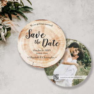Rustic Wedding Save the date photo Wood Grain Invitation