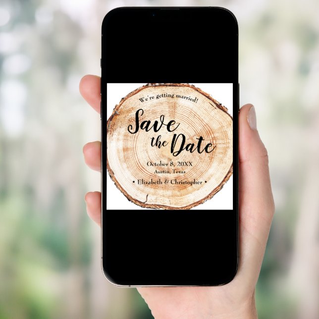 Rustic Wedding Save the date photo Wood Grain Invitation (Front Digital)