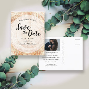 Rustic Wedding Save the date photo Wood Grain Postcard