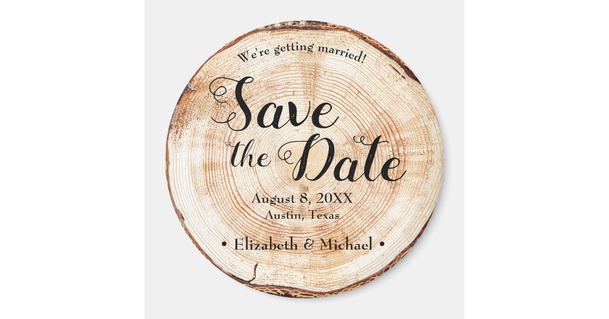Rustic wedding Save the date Printed Wood Magnet | Zazzle