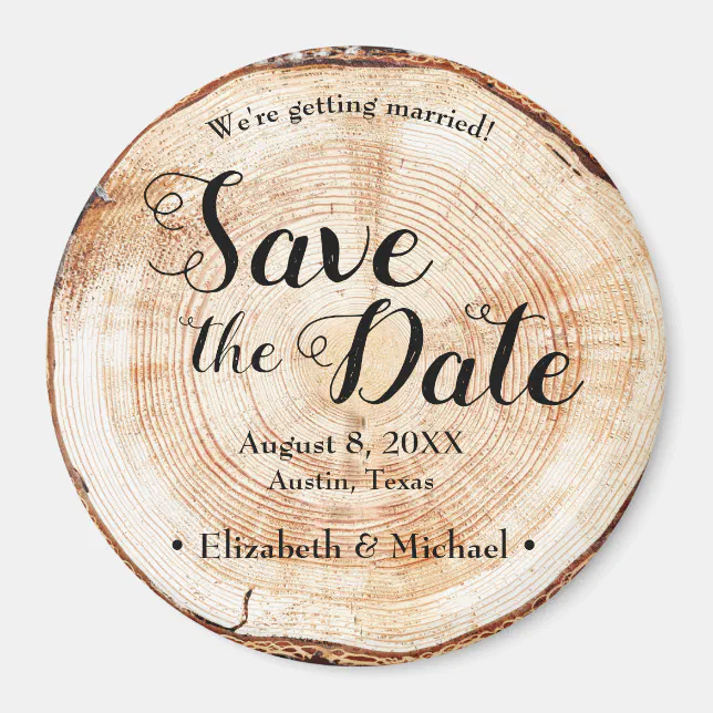 Rustic wedding Save the date Printed Wood Magnet | Zazzle
