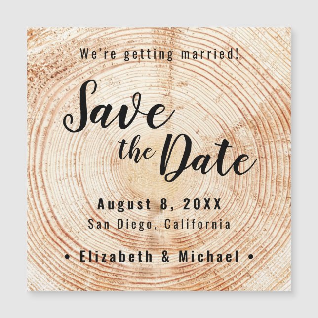 Rustic Wedding Save the date Printed Wood Slice (Front)