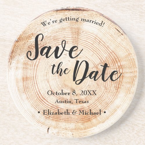 Rustic Wedding Save the date Wood Grain Coaster