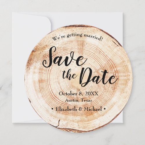 Rustic Wedding Save the date Wood Grain Invitation