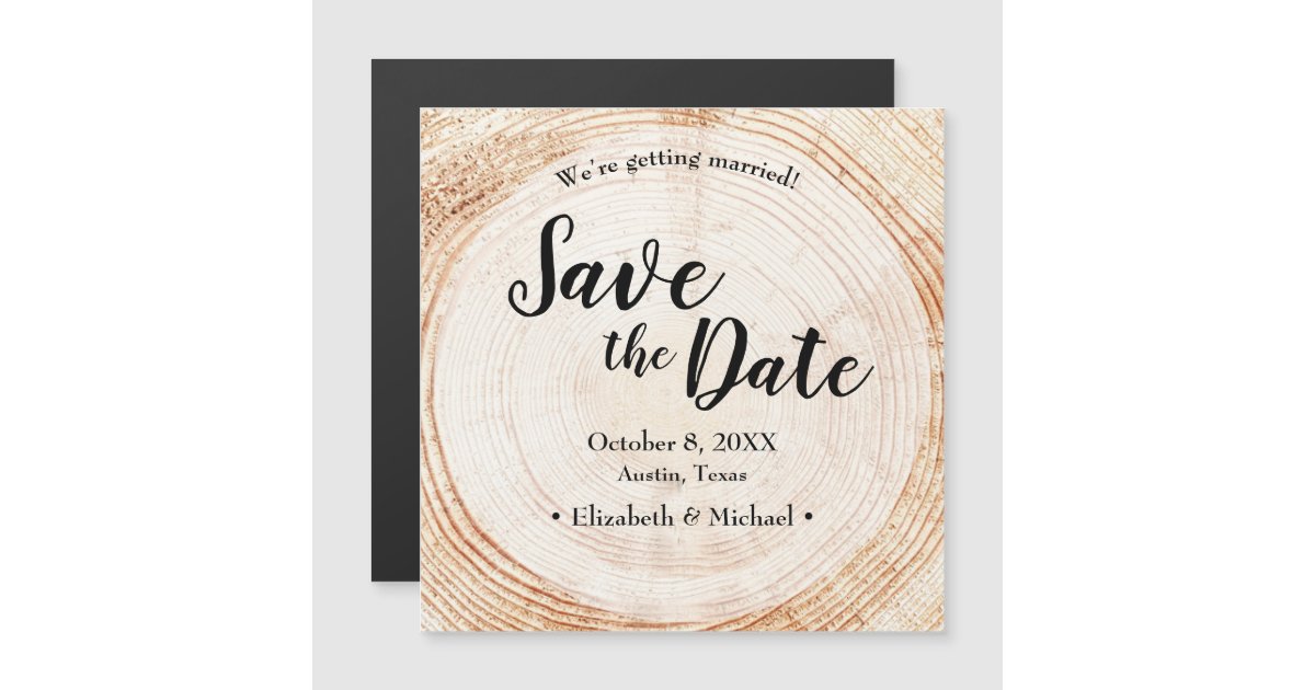 Rustic Wedding Save the date Wood Grain Magnetic Invitation | Zazzle