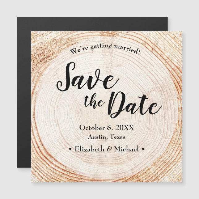 Rustic Wedding Save the date Wood Grain Magnetic Invitation (Front/Back)