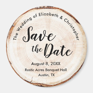 Rustic Wedding Save the date Wood Slice custom Magnet