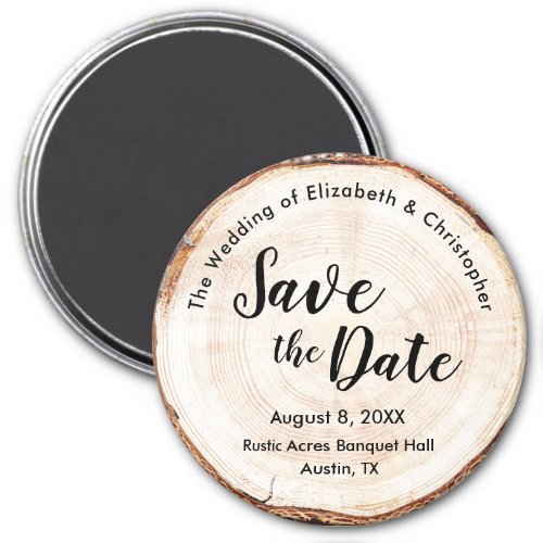 Rustic Wedding Save the date Wood Slice custom Magnet