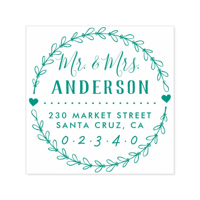 Rustic Wedding Script Name & Return Address Self-inking Stamp (Design)