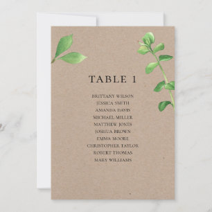 Rustic wedding seating chart. Country botanical Invitation