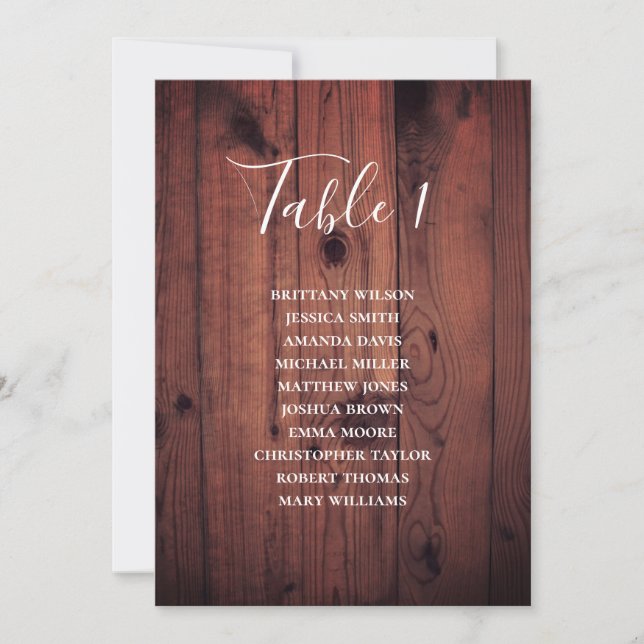 Rustic wedding seating chart. Modern wood barn Invitation (Front)