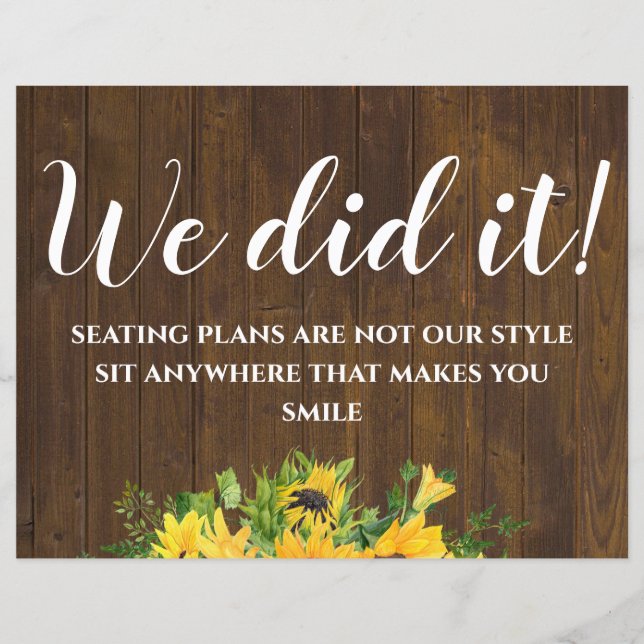 Rustic Wedding Seating Sign Small Wood Budget (Front)
