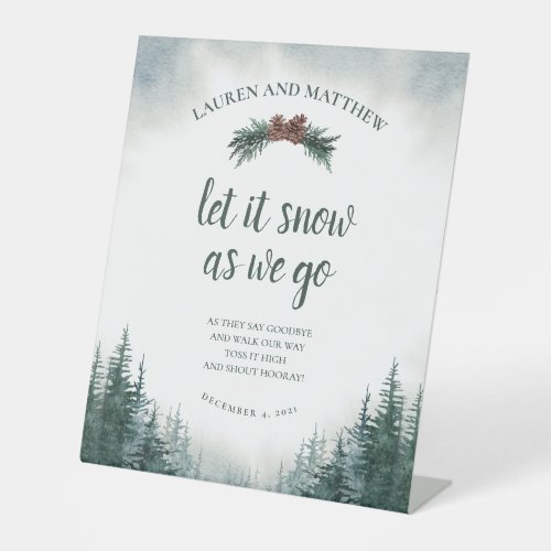 Rustic Wedding Send Off Let It Snow Pedestal Sign