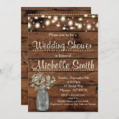 Rustic Wedding Shower Invitation, Mason Jar,Floral Invitation (Front/Back)