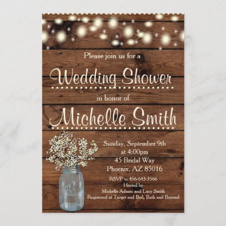 Rustic Wedding Shower Invitation, Mason Jar,floral Invitation