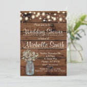 Rustic Wedding Shower Invitation, Mason Jar,Floral Invitation (Standing Front)