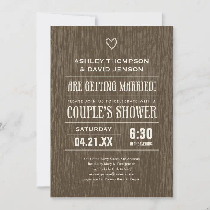Country Couple Co-Ed Wedding Shower Custom Invitations Wedding Shower Invites Couples Wedding Shower Invites