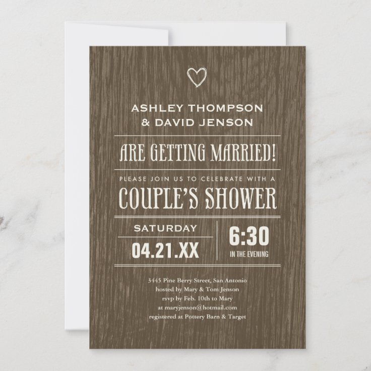 rustic wedding shower invitations
