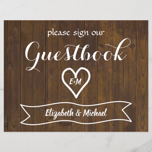 Rustic Wedding Sign Guestbook Please Custom Budget (Front)