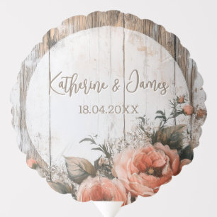 Rustic Wedding Sign with Custom Names and Date Balloon