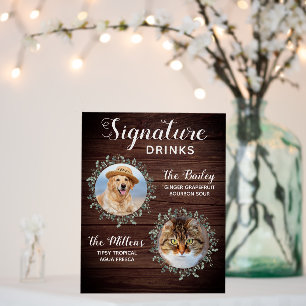 Rustic Wedding Signature Drinks Pet Photo Dog Bar  Foam Board