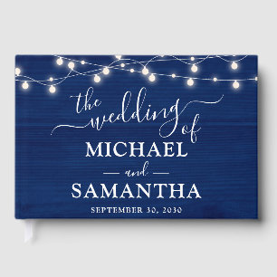 Rustic Wedding Simple Elegant Blue Wood Guest Book