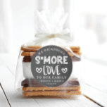 Rustic Wedding S'more Love Favor Classic Round Sti Classic Round Sticker<br><div class="desc">These lovely s'more favor stickers are perfect for baby shower favors,  bridal shower favors,  birthday parties and weddings. See the entire collection for more matching items!</div>