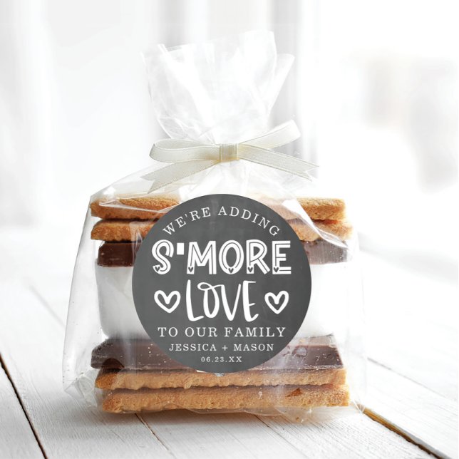 Rustic Wedding S'more Love Favor Classic Round Sti Sticker (Creator Uploaded)