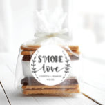 Rustic Wedding S'more Love Favor Classic Round Sticker<br><div class="desc">These lovely s'more favor stickers are perfect for baby shower favors,  bridal shower favors,  birthday parties and weddings. See the entire collection for more matching items!</div>
