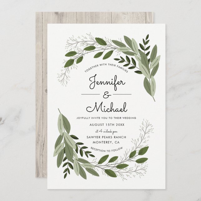 Rustic Wedding Sprigs - Wedding Invite (Front/Back)