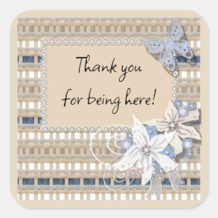 Rustic , wedding square sticker