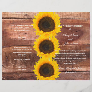 Rustic Wedding Sunflower Country Wedding Program