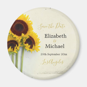 Rustic Wedding Sunflower Save the Date Magnet