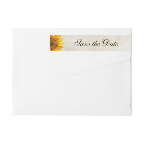 Rustic wedding Sunflower save the date Return Wrap Around Label