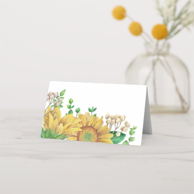 Rustic wedding. Sunflower seating card. Country Place Card (Front)