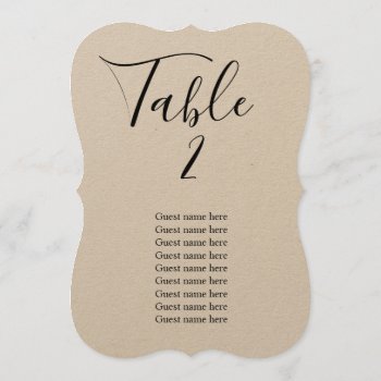 Rustic Wedding Table Number Card With Guest Names by lemontreeweddings at Zazzle