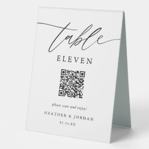 Rustic Wedding Table Numbers with QR Code Table Tent